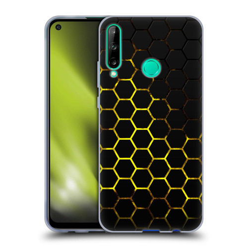 PLdesign Geometric Patterns Honeycomb Yellow Soft Gel Case for Huawei P40 lite E