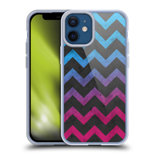 PLdesign Geometric Patterns Blue Pink Ombre Vintage Soft Gel Case for Apple iPhone 12 Mini