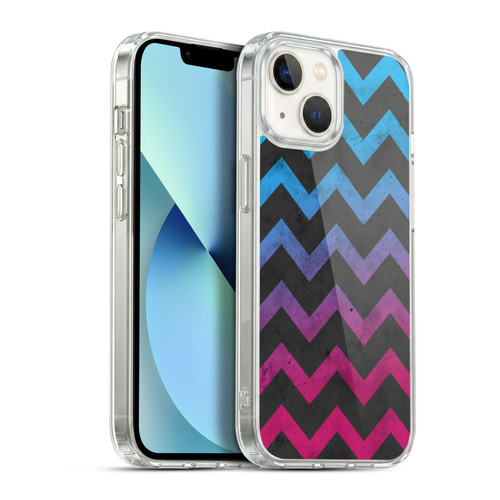 PLdesign Geometric Patterns Blue Pink Ombre Vintage Soft Gel Case for Apple iPhone 13