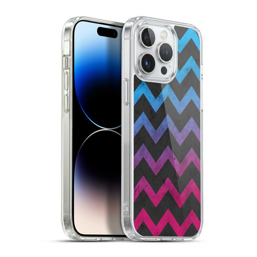 PLdesign Geometric Patterns Blue Pink Ombre Vintage Soft Gel Case for Apple iPhone 13 Pro Max & MagSafe