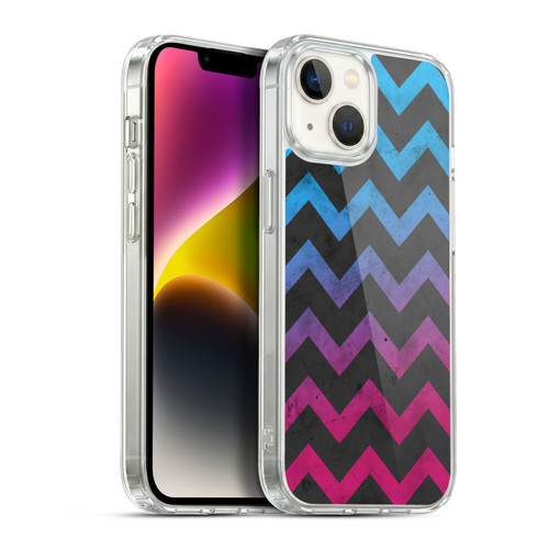 PLdesign Geometric Patterns Blue Pink Ombre Vintage Soft Gel Case for Apple iPhone 14