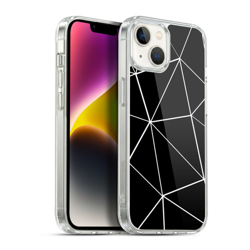 PLdesign Geometric Patterns Black Triangles White Lines Soft Gel Case for Apple iPhone 14 Plus & MagSafe