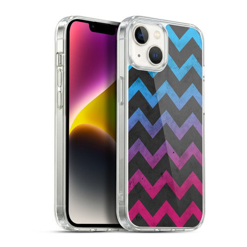 PLdesign Geometric Patterns Blue Pink Ombre Vintage Soft Gel Case for Apple iPhone 14 Plus & MagSafe