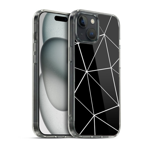 PLdesign Geometric Patterns Black Triangles White Lines Soft Gel Case for Apple iPhone 15 & MagSafe