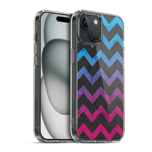 PLdesign Geometric Patterns Blue Pink Ombre Vintage Soft Gel Case for Apple iPhone 15 & MagSafe
