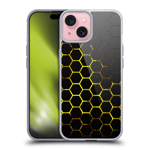 PLdesign Geometric Patterns Honeycomb Yellow Soft Gel Case for Apple iPhone 15