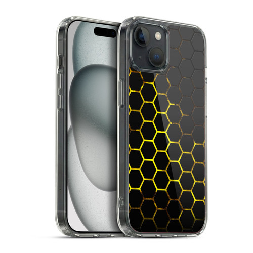 PLdesign Geometric Patterns Honeycomb Yellow Soft Gel Case for Apple iPhone 15 Plus & MagSafe
