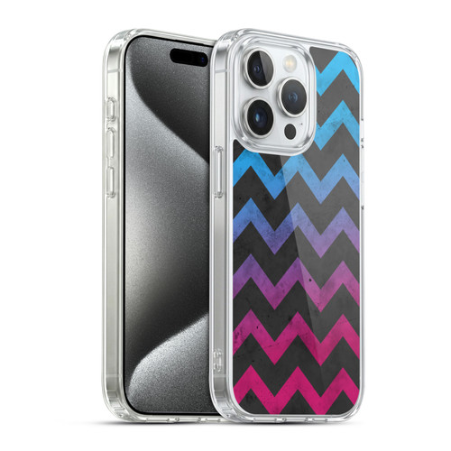 PLdesign Geometric Patterns Blue Pink Ombre Vintage Soft Gel Case for Apple iPhone 15 Pro & MagSafe