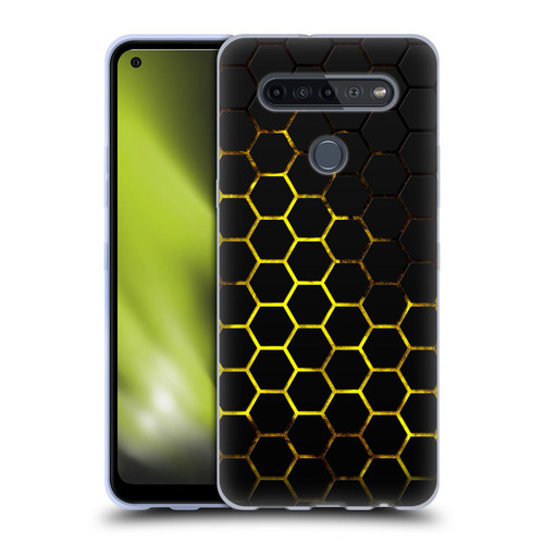 PLdesign Geometric Patterns Honeycomb Yellow Soft Gel Case for LG K51S