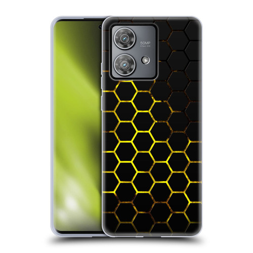PLdesign Geometric Patterns Honeycomb Yellow Soft Gel Case for Motorola Edge 40 Neo 5G
