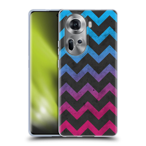 PLdesign Geometric Patterns Blue Pink Ombre Vintage Soft Gel Case for OPPO Reno11