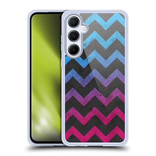 PLdesign Geometric Patterns Blue Pink Ombre Vintage Soft Gel Case for Samsung Galaxy A55 5G