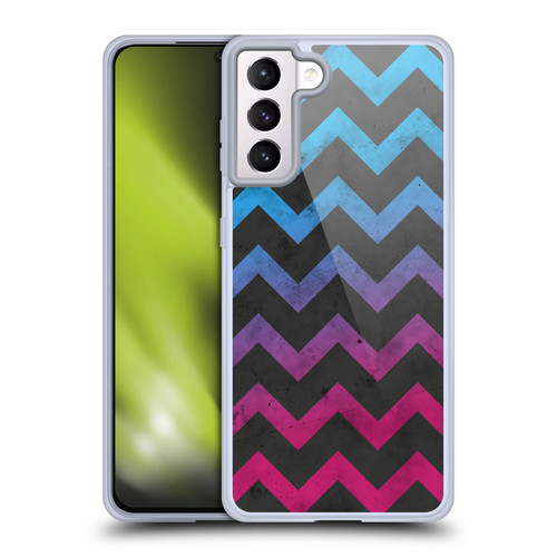 PLdesign Geometric Patterns Blue Pink Ombre Vintage Soft Gel Case for Samsung Galaxy S21+ 5G