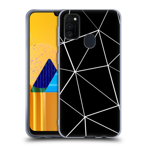 PLdesign Geometric Patterns Black Triangles White Lines Soft Gel Case for Samsung Galaxy M30s (2019)/M21 (2020)