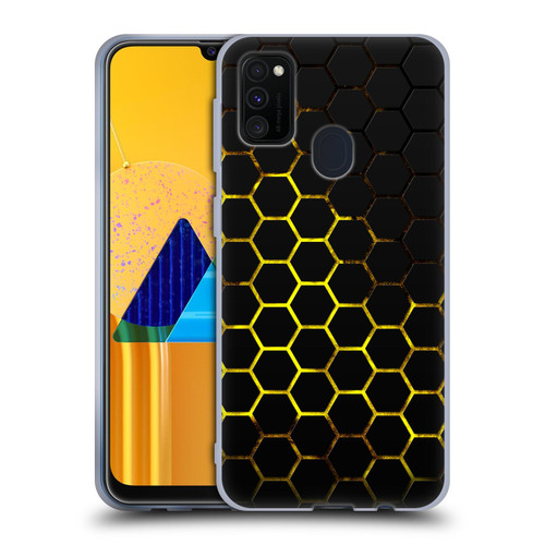 PLdesign Geometric Patterns Honeycomb Yellow Soft Gel Case for Samsung Galaxy M30s (2019)/M21 (2020)