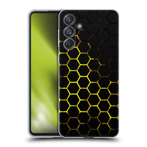 PLdesign Geometric Patterns Honeycomb Yellow Soft Gel Case for Samsung Galaxy M55 5G