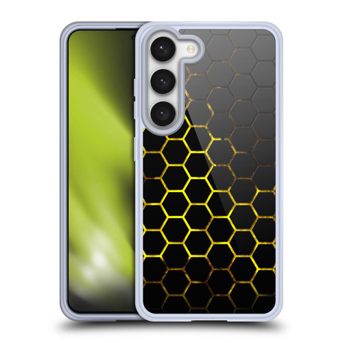 PLdesign Geometric Patterns Honeycomb Yellow Soft Gel Case for Samsung Galaxy S23 5G