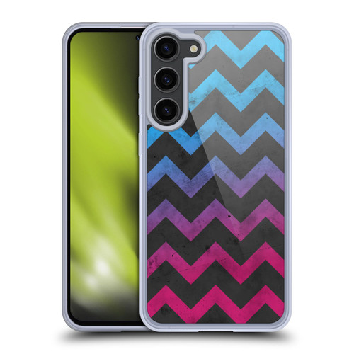 PLdesign Geometric Patterns Blue Pink Ombre Vintage Soft Gel Case for Samsung Galaxy S23+ 5G