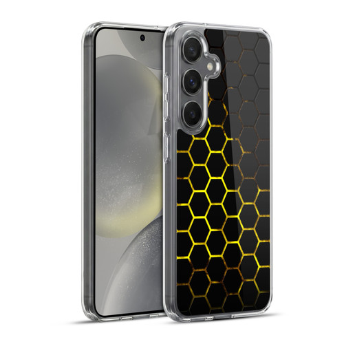 PLdesign Geometric Patterns Honeycomb Yellow Soft Gel Case for Samsung Galaxy S24+ 5G & MagSafe