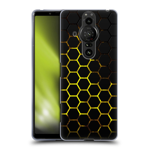 PLdesign Geometric Patterns Honeycomb Yellow Soft Gel Case for Sony Xperia Pro-I