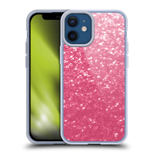 PLdesign Sparkle Prints Rose Pink Soft Gel Case for Apple iPhone 12 Mini