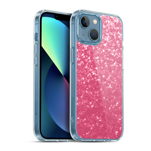 PLdesign Sparkle Prints Rose Pink Soft Gel Case for Apple iPhone 13 Mini & MagSafe