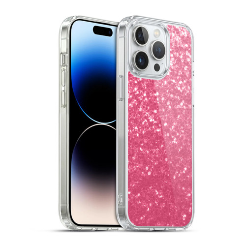 PLdesign Sparkle Prints Rose Pink Soft Gel Case for Apple iPhone 14 Pro Max & MagSafe