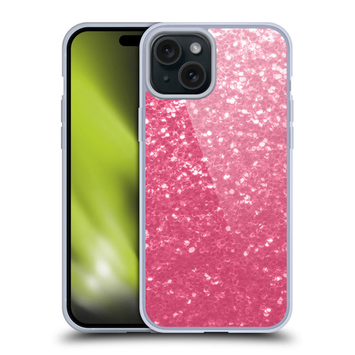 PLdesign Sparkle Prints Rose Pink Soft Gel Case for Apple iPhone 15 Plus