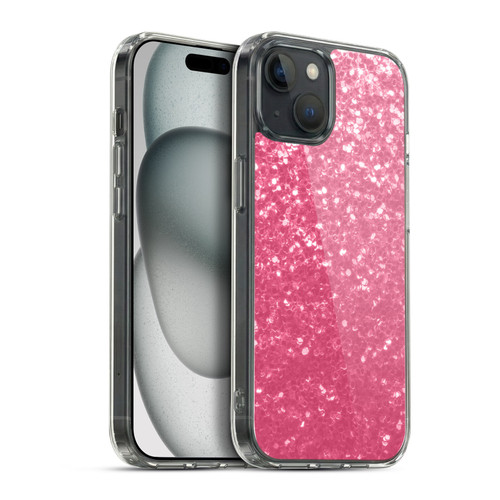 PLdesign Sparkle Prints Rose Pink Soft Gel Case for Apple iPhone 15 Plus & MagSafe