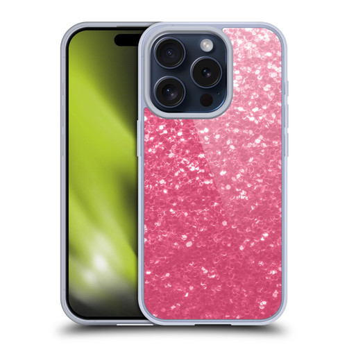 PLdesign Sparkle Prints Rose Pink Soft Gel Case for Apple iPhone 15 Pro