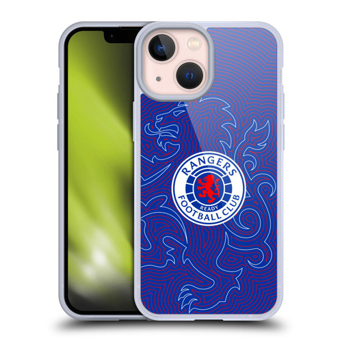 Rangers FC Crest Lion Pinstripes Pattern Soft Gel Case for Apple iPhone 13 Mini & MagSafe