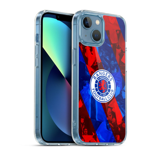 Rangers FC Crest Stadium Stripes Soft Gel Case for Apple iPhone 13 Mini & MagSafe