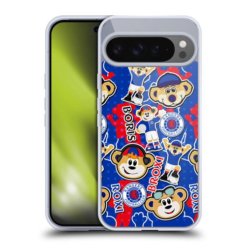 Rangers FC Crest Mascot Sticker Collage Soft Gel Case for Google Pixel 9 Pro XL