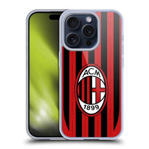 AC Milan 2024/25 Crest Kit Home Soft Gel Case for Apple iPhone 15 Pro & MagSafe