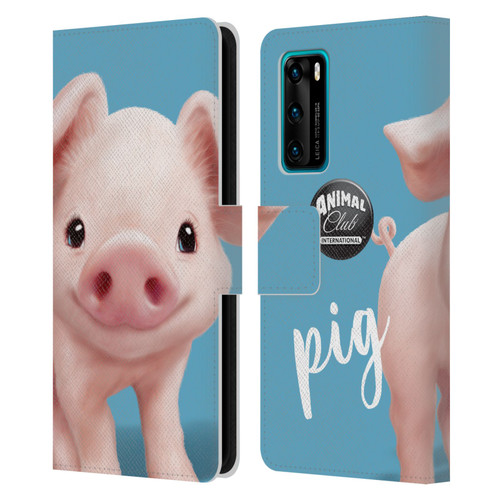 Animal Club International Faces Pig Leather Book Wallet Case Cover For Huawei P40 5G