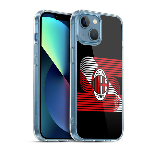 AC Milan Crest Patterns Diagonal Soft Gel Case for Apple iPhone 13 Mini & MagSafe