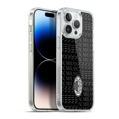 AC Milan Crest Patterns Black And Grey Soft Gel Case for Apple iPhone 13 Pro Max & MagSafe