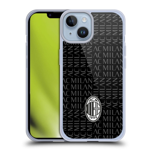 AC Milan Crest Patterns Black And Grey Soft Gel Case for Apple iPhone 14 & MagSafe
