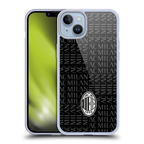 AC Milan Crest Patterns Black And Grey Soft Gel Case for Apple iPhone 14 Plus & MagSafe