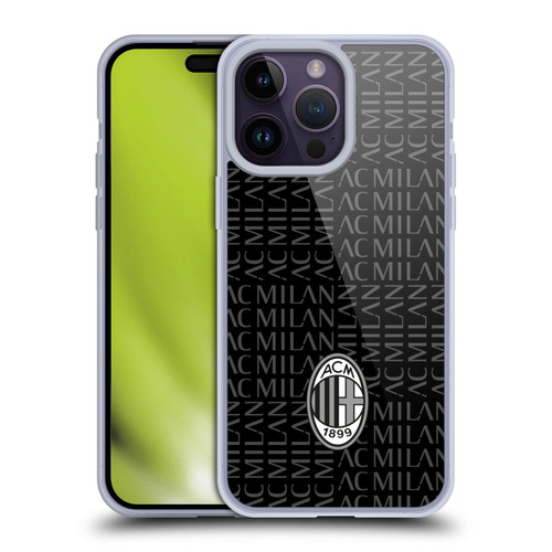 AC Milan Crest Patterns Black And Grey Soft Gel Case for Apple iPhone 14 Pro Max