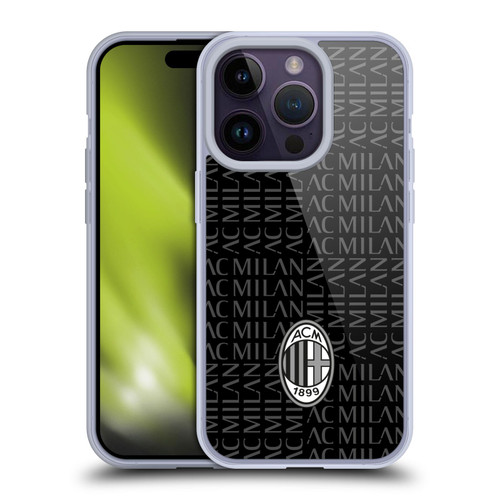 AC Milan Crest Patterns Black And Grey Soft Gel Case for Apple iPhone 14 Pro & MagSafe