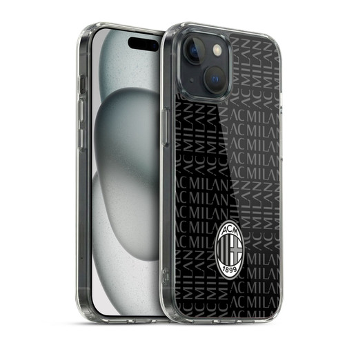 AC Milan Crest Patterns Black And Grey Soft Gel Case for Apple iPhone 15 & MagSafe