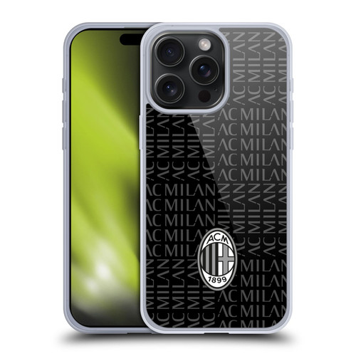 AC Milan Crest Patterns Black And Grey Soft Gel Case for Apple iPhone 15 Pro Max & MagSafe