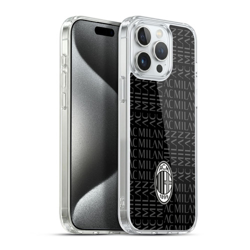 AC Milan Crest Patterns Black And Grey Soft Gel Case for Apple iPhone 15 Pro Max & MagSafe