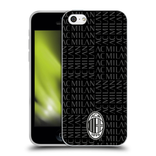 AC Milan Crest Patterns Black And Grey Soft Gel Case for Apple iPhone 5c