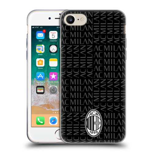AC Milan Crest Patterns Black And Grey Soft Gel Case for Apple iPhone 7 / 8 / SE 2020 & 2022 & MagSafe