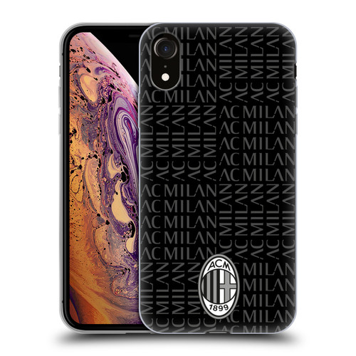 AC Milan Crest Patterns Black And Grey Soft Gel Case for Apple iPhone XR