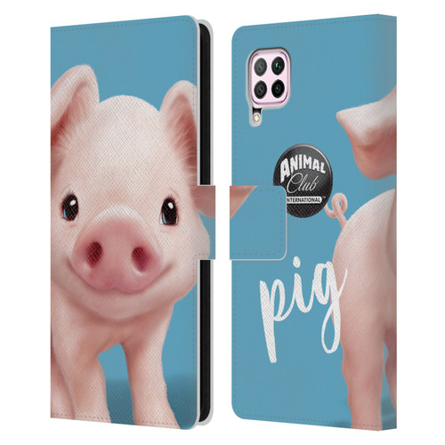 Animal Club International Faces Pig Leather Book Wallet Case Cover For Huawei Nova 6 SE / P40 Lite