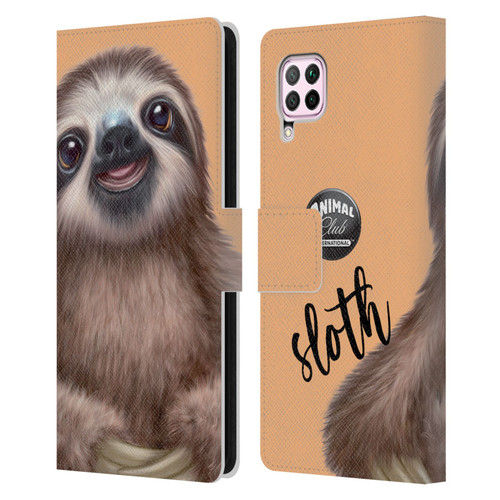 Animal Club International Faces Sloth Leather Book Wallet Case Cover For Huawei Nova 6 SE / P40 Lite