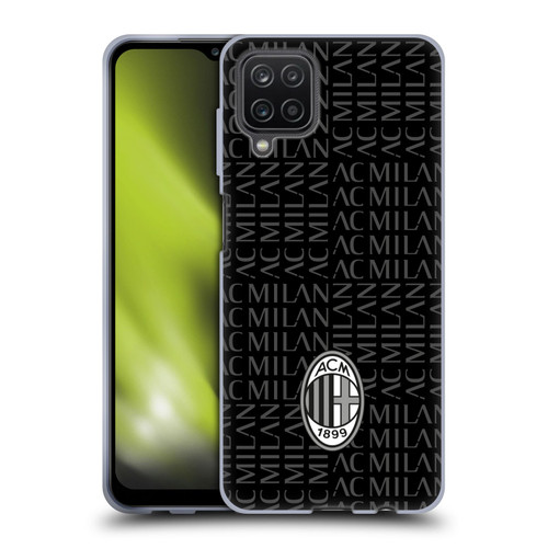 AC Milan Crest Patterns Black And Grey Soft Gel Case for Samsung Galaxy A12 (2020)
